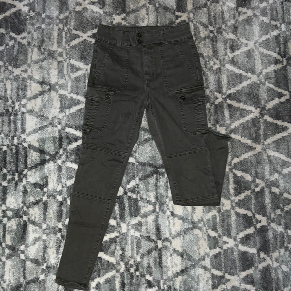 American Eagle Super Stretch Super Hi-Rise Jegging Cargo Pants-Green, size:8 reg